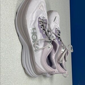 Hoka White and Purple Chunky Athletic Shoes